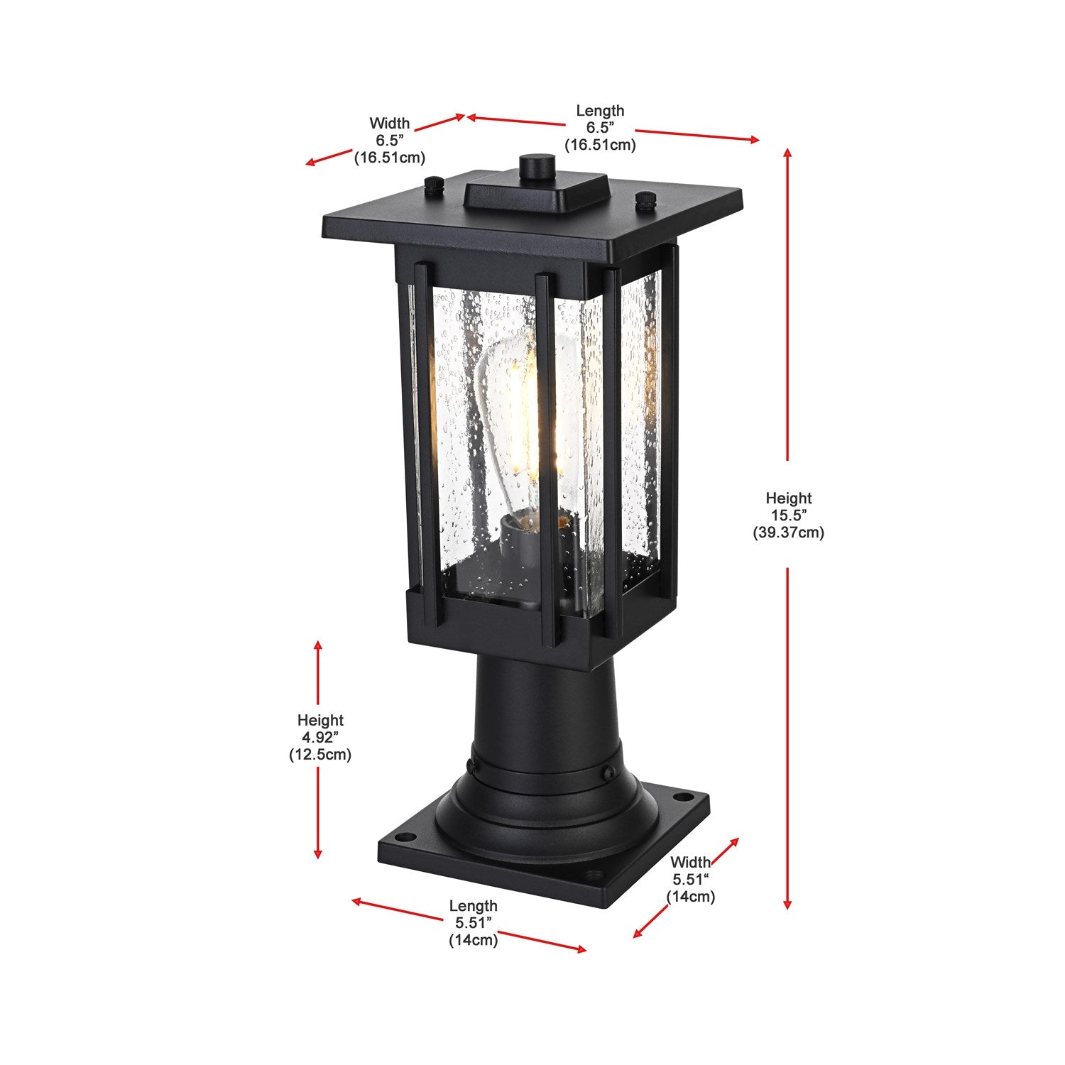 6.5 Inch Outdoor Post Light In Black