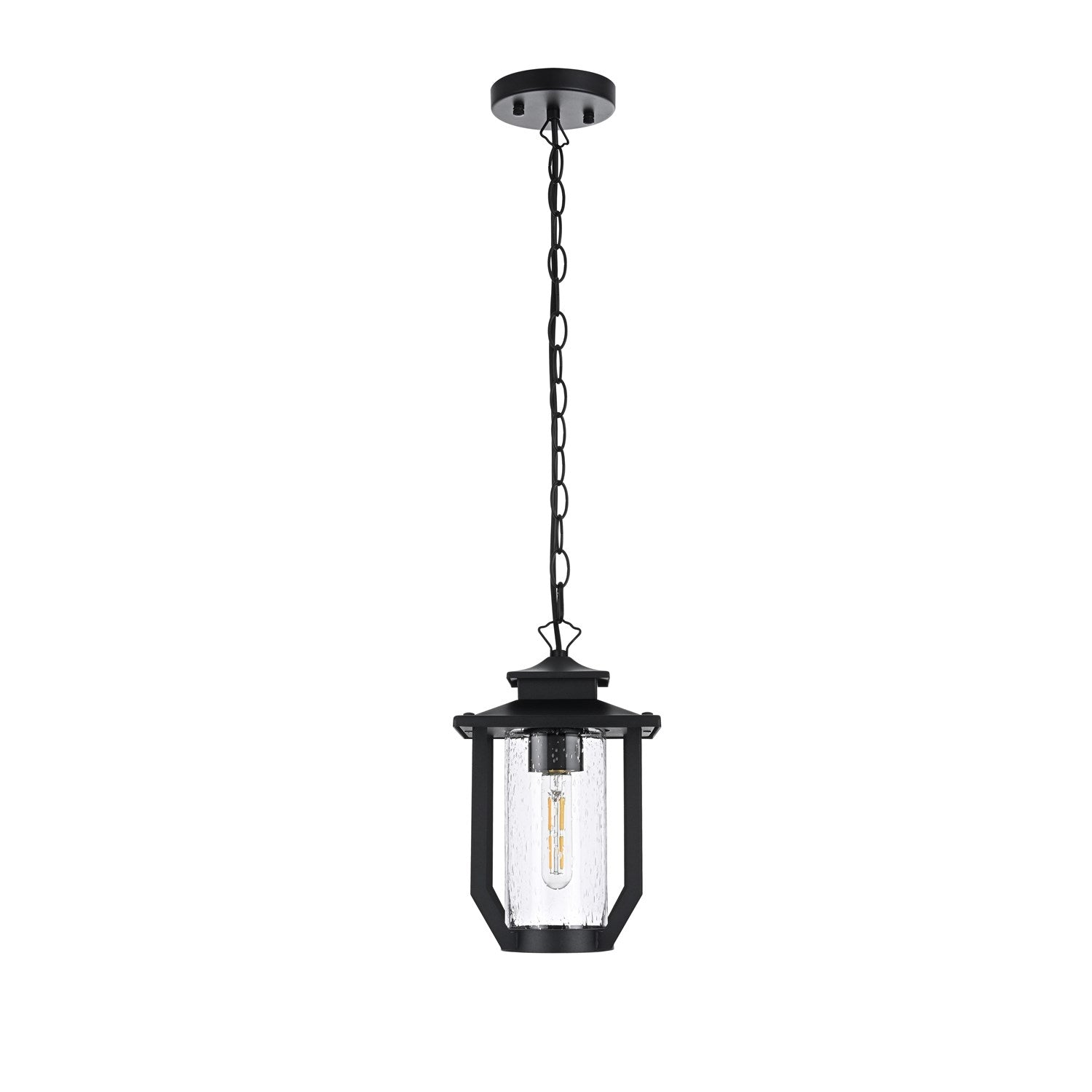 7 Inch Outdoor Pendant In Black by Elegant Lighting