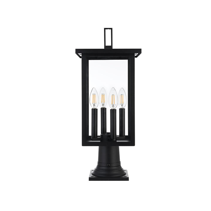 9 Inch Outdoor Post Light In Black by Elegant Lighting