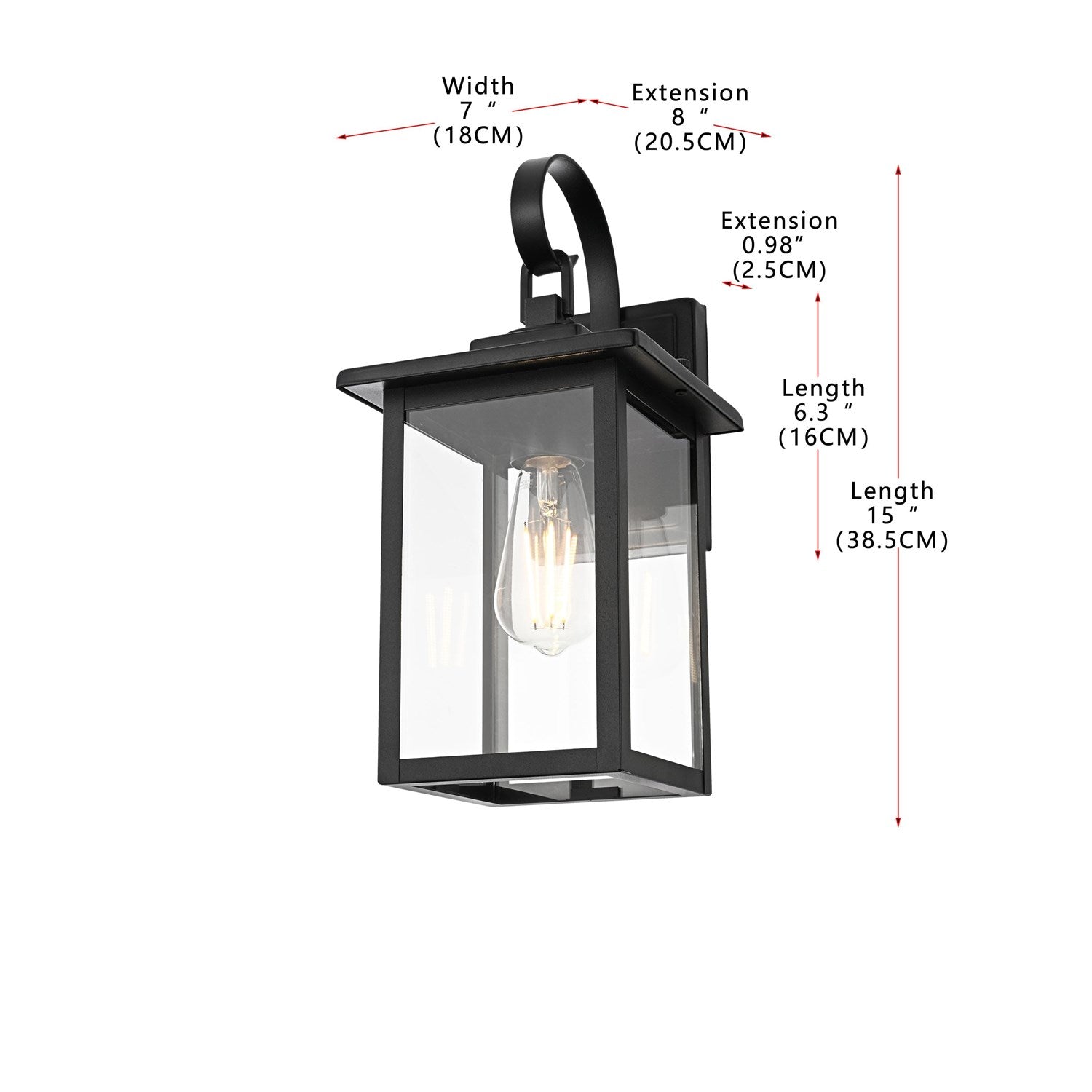 7 Inch Outdoor Wall Sconce In Black
