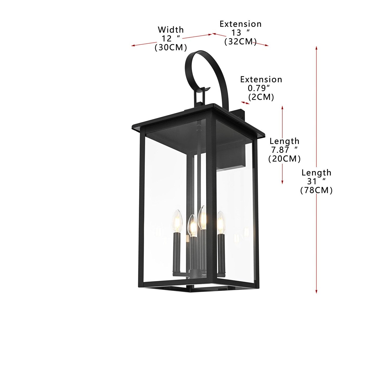 12 Inch Outdoor Wall Sconce In Black