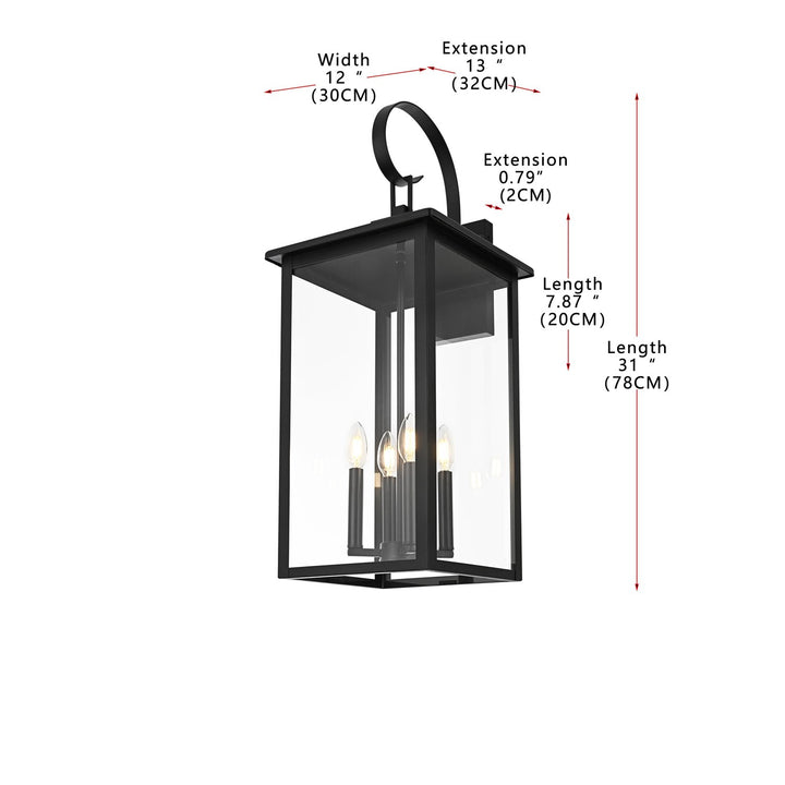 12 Inch Outdoor Wall Sconce In Black