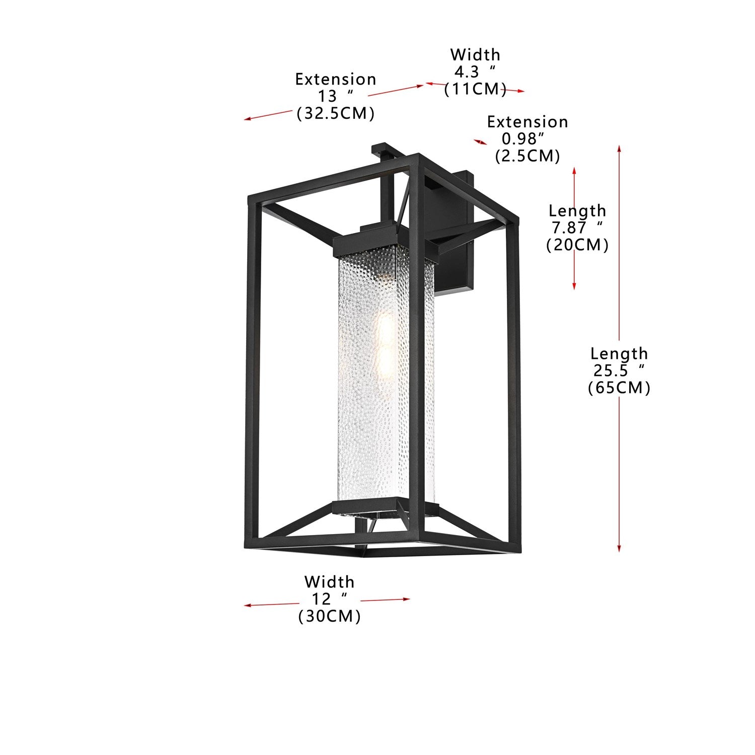 12 Inch Outdoor Wall Sconce In Black