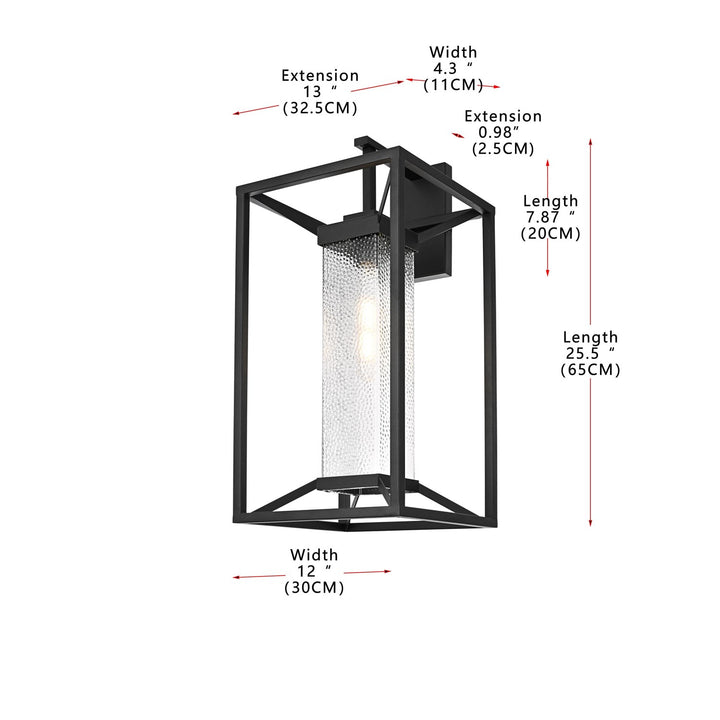 12 Inch Outdoor Wall Sconce In Black