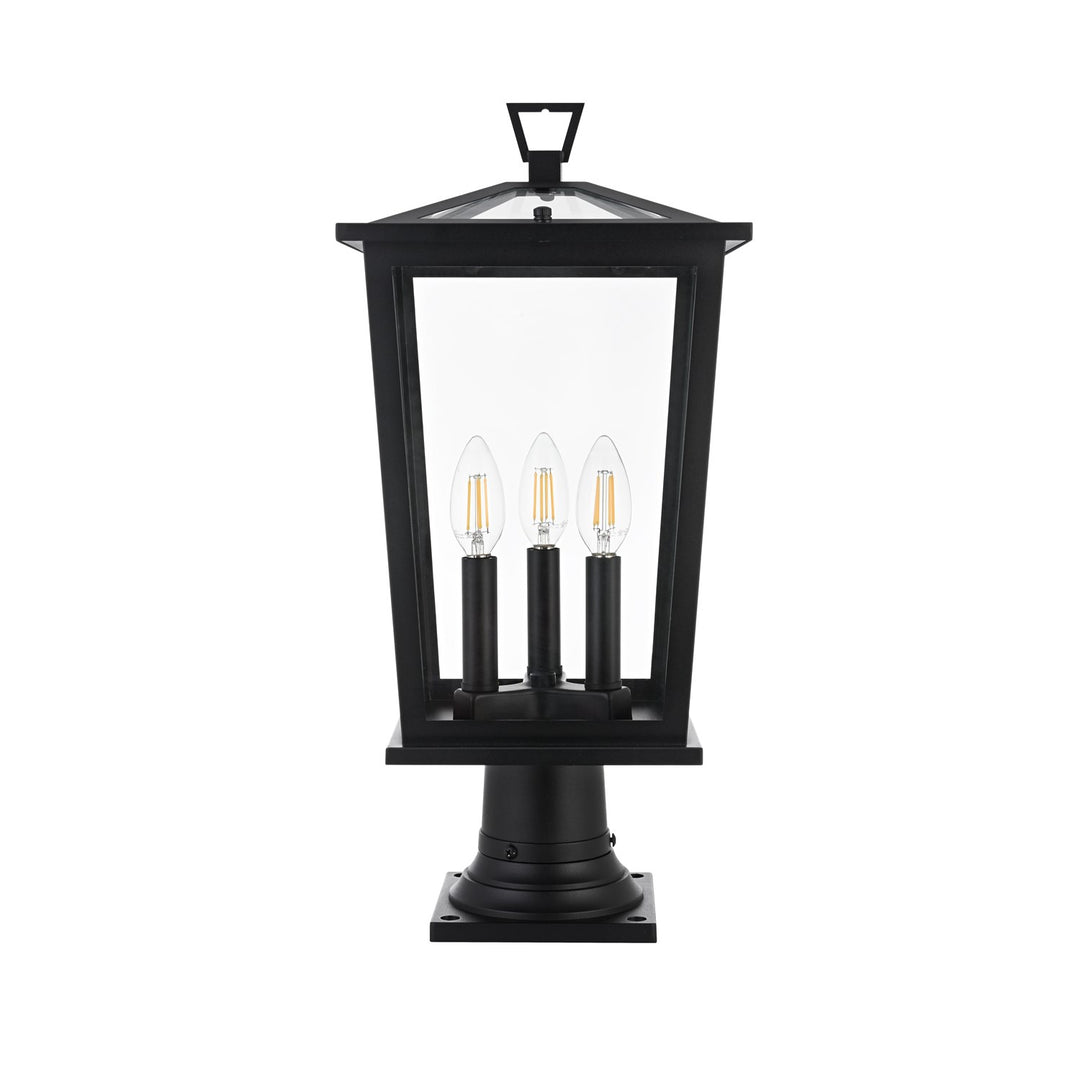 9.5 Inch Outdoor Post Light In Black by Elegant Lighting