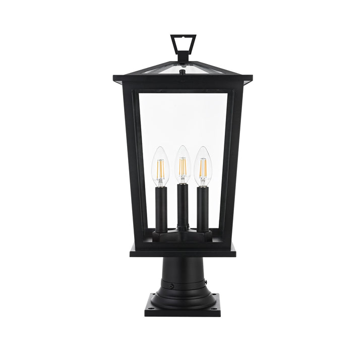9.5 Inch Outdoor Post Light In Black by Elegant Lighting