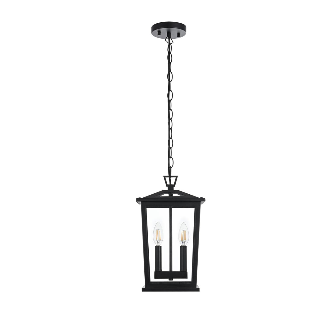8.5 Inch Outdoor Pendant In Black by Elegant Lighting