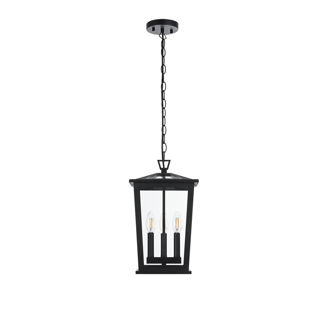 9.5 Inch Outdoor Pendant In Black by Elegant Lighting
