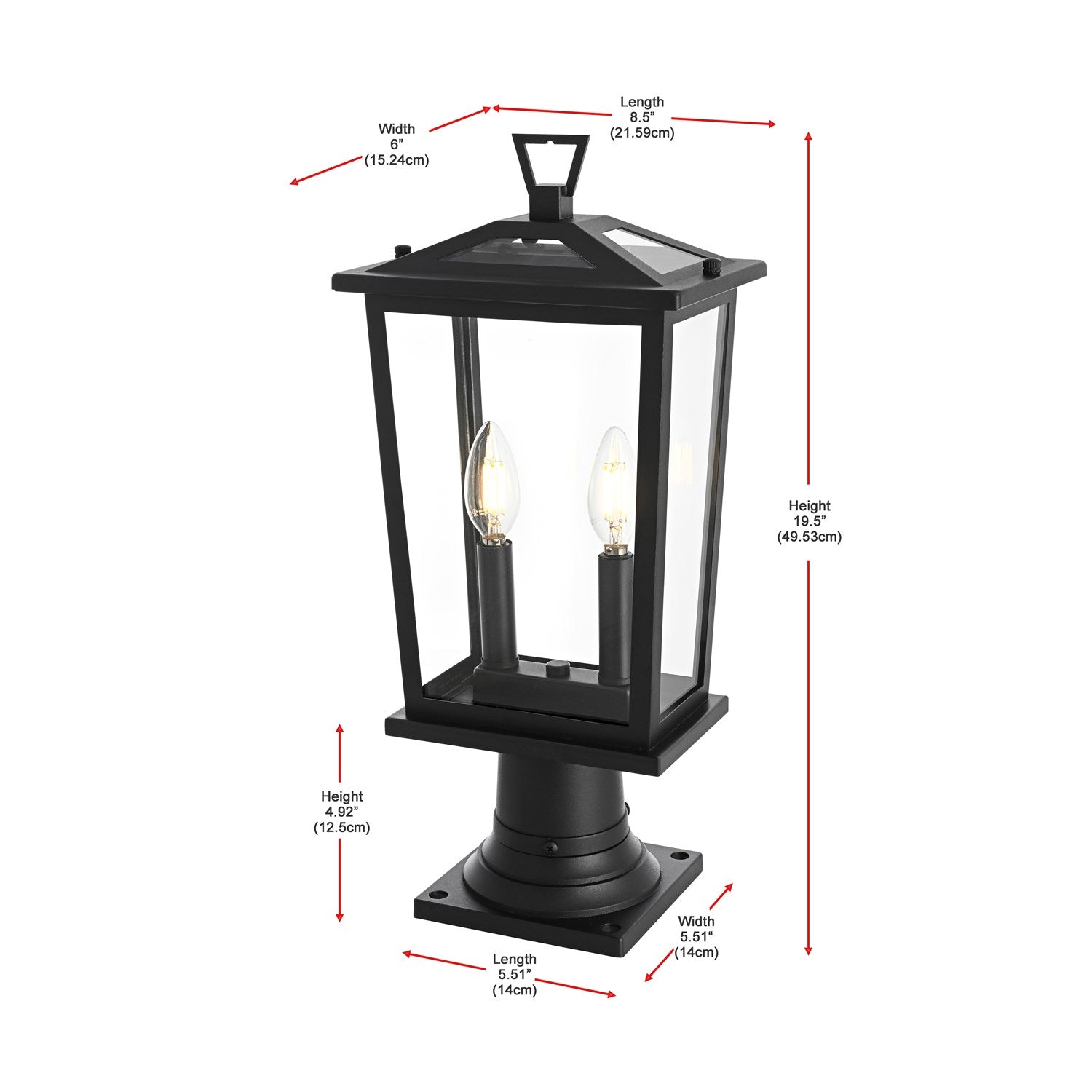 8.5 Inch Outdoor Post Light In Black