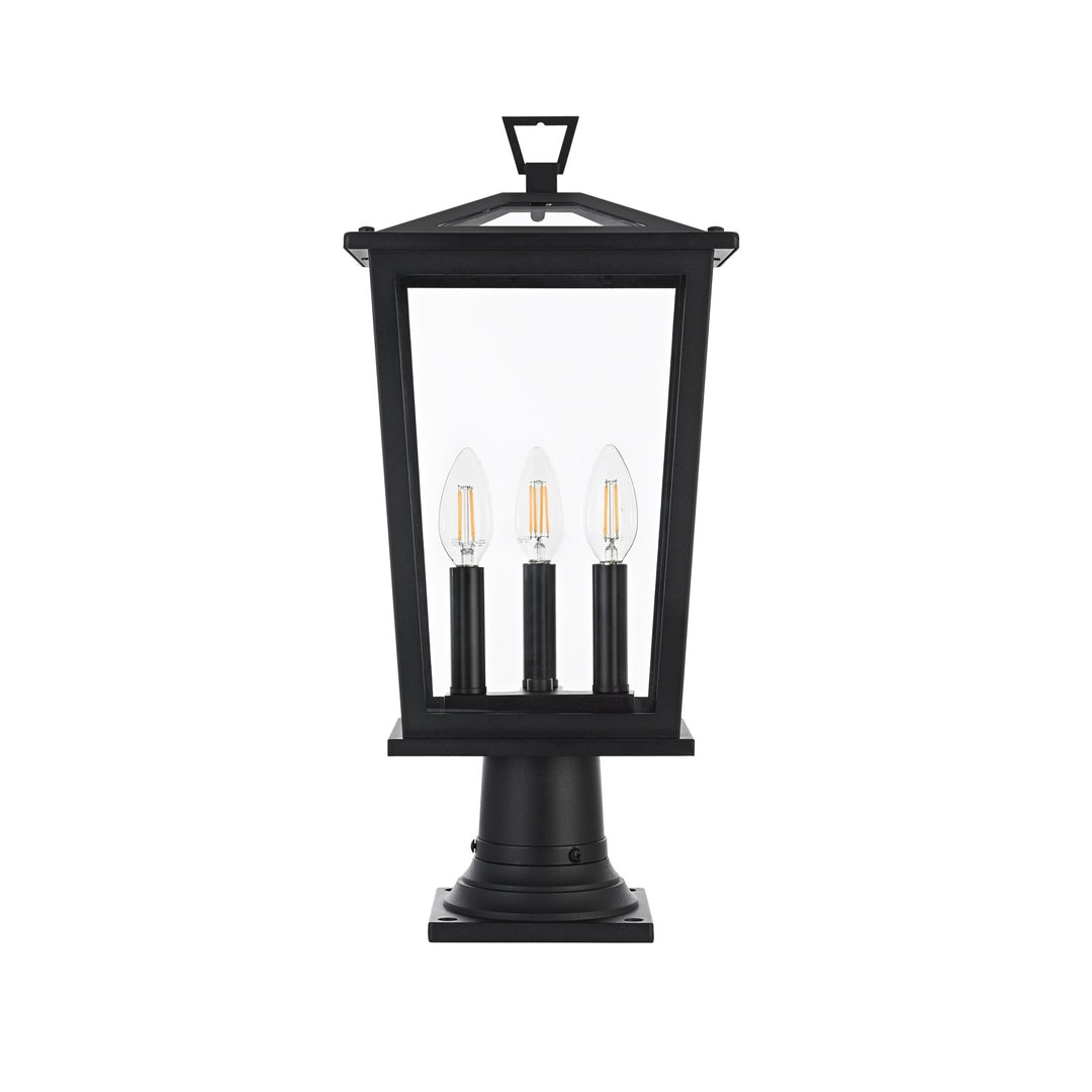 9.45 Inch Outdoor Post Light In Black by Elegant Lighting