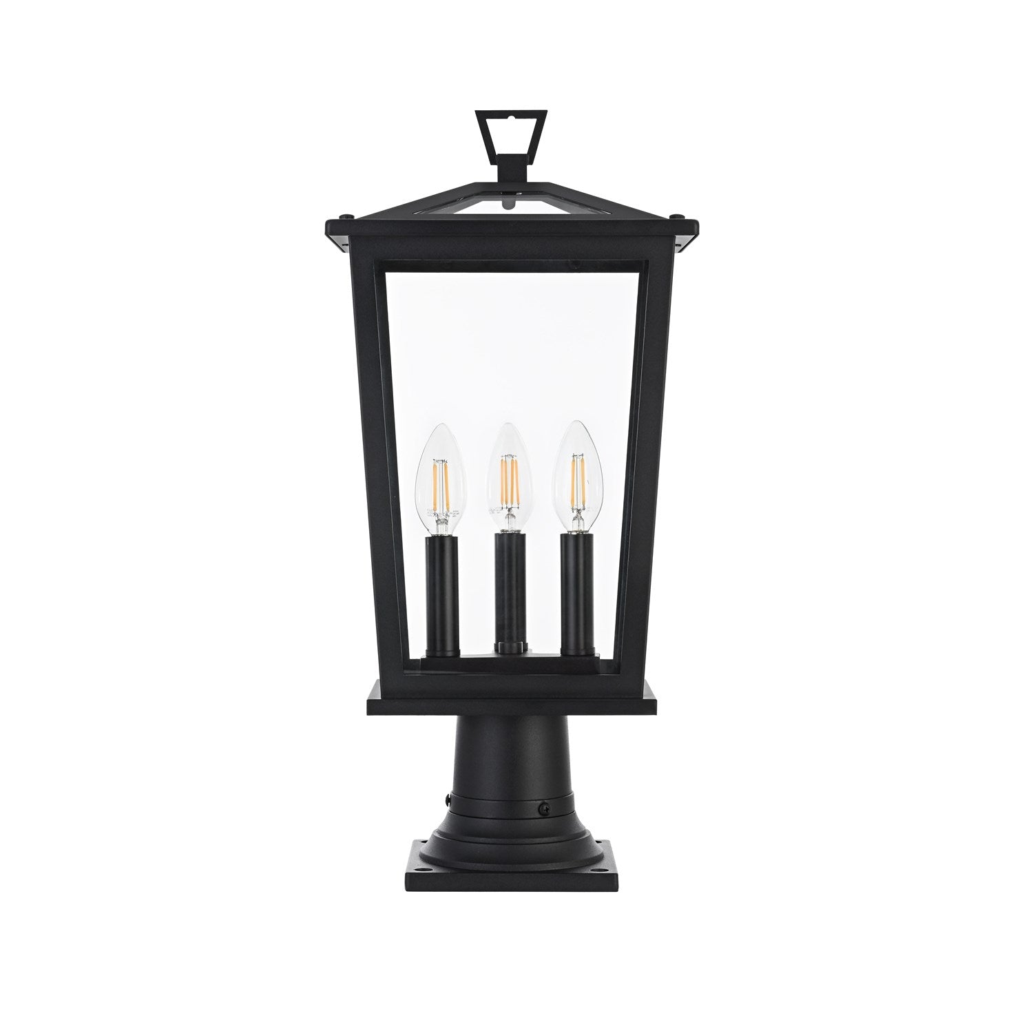 9.45 Inch Outdoor Post Light In Black by Elegant Lighting