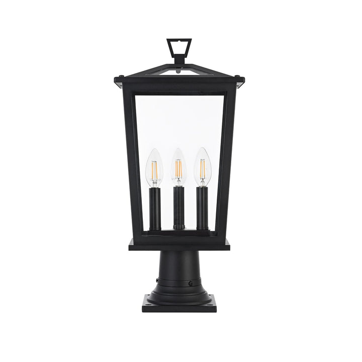 9.45 Inch Outdoor Post Light In Black by Elegant Lighting
