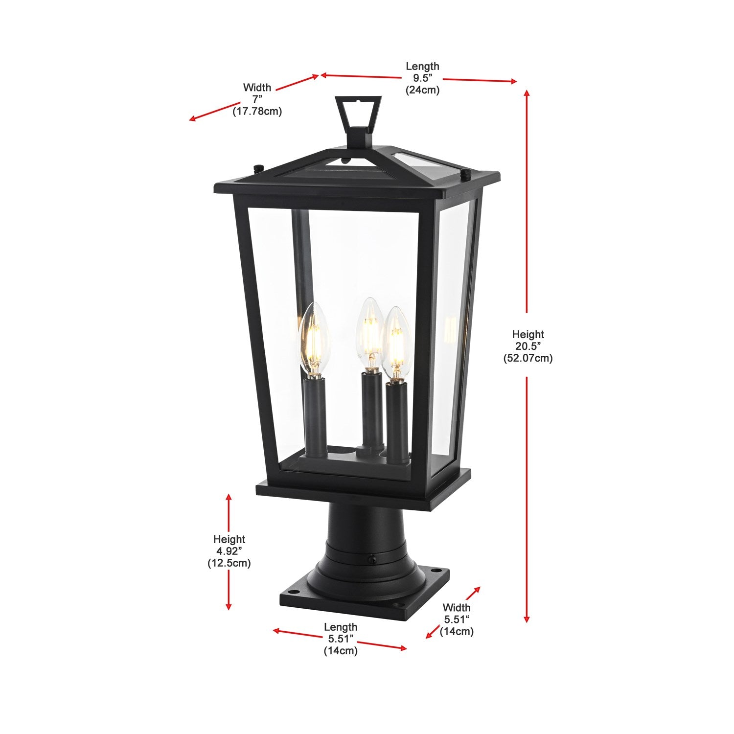 9.45 Inch Outdoor Post Light In Black