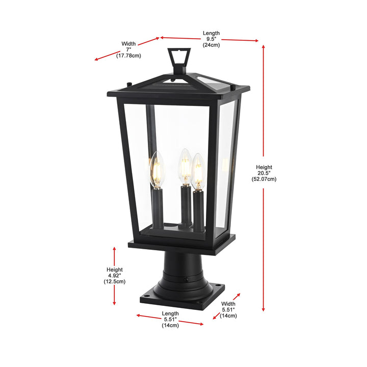 9.45 Inch Outdoor Post Light In Black