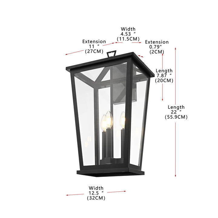 12.5 Inch Outdoor Wall Sconce In Black