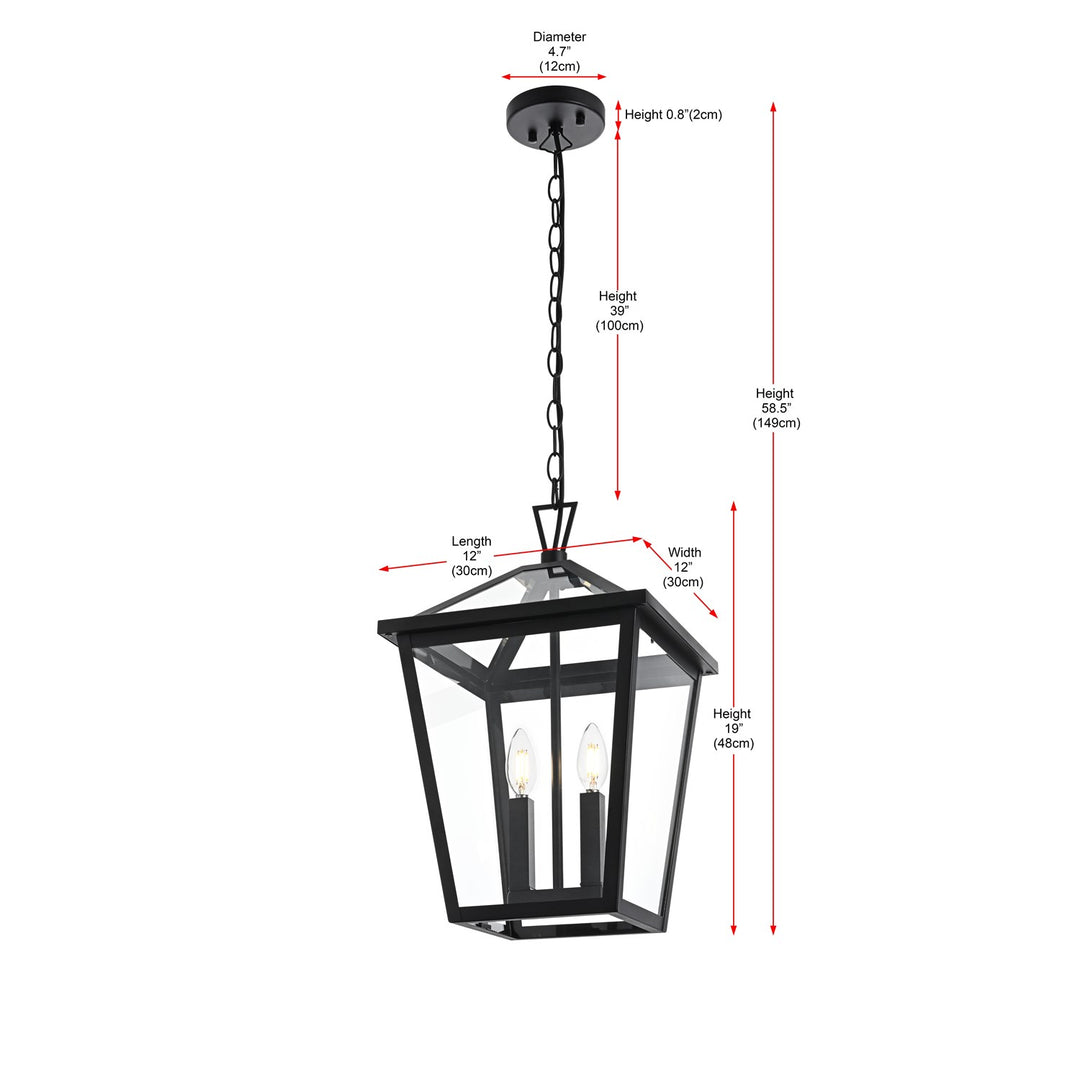 12 Inch Outdoor Pendant In Black