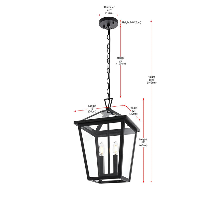 12 Inch Outdoor Pendant In Black