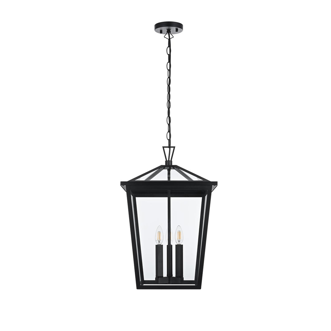 14 Inch Outdoor Pendant In Black by Elegant Lighting