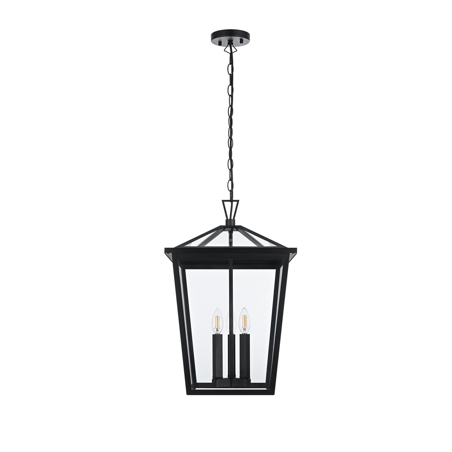 14 Inch Outdoor Pendant In Black by Elegant Lighting