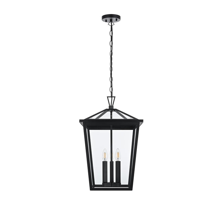 14 Inch Outdoor Pendant In Black by Elegant Lighting
