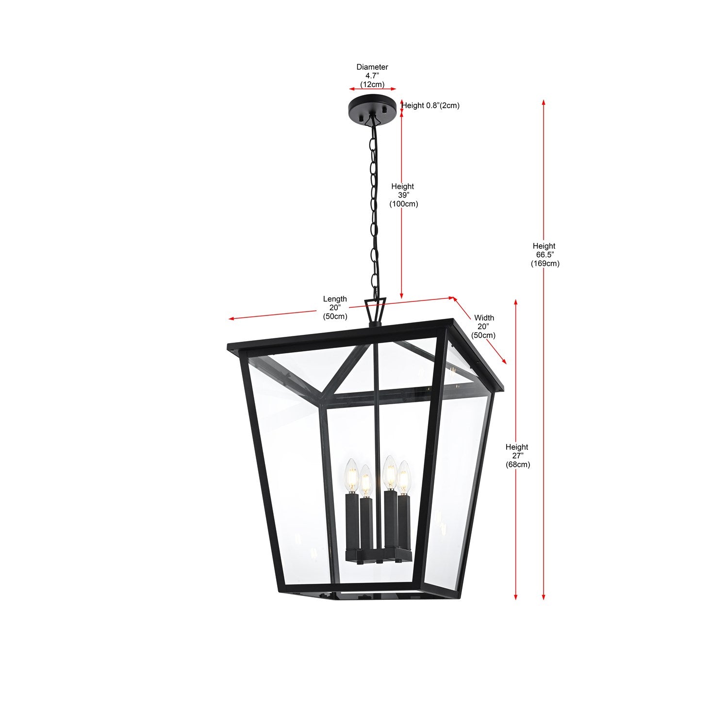 20 Inch Outdoor Pendant In Black