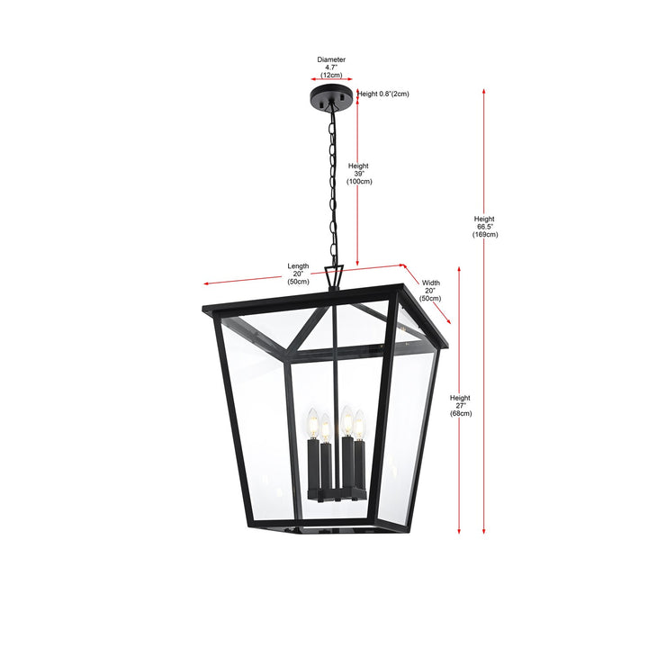 20 Inch Outdoor Pendant In Black