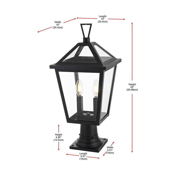 10 Inch Outdoor Post Light In Black