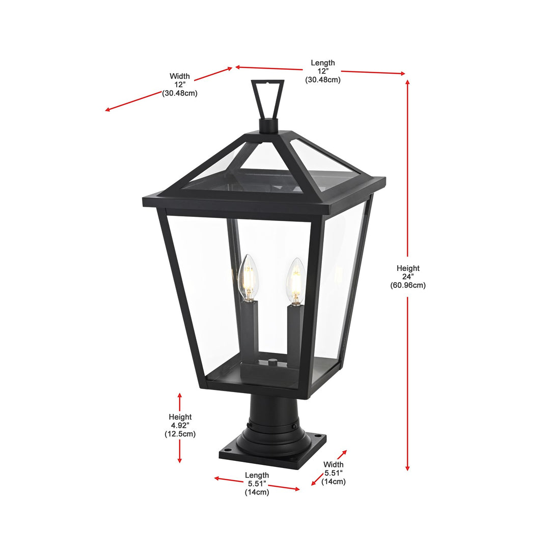 12 Inch Outdoor Post Light In Black