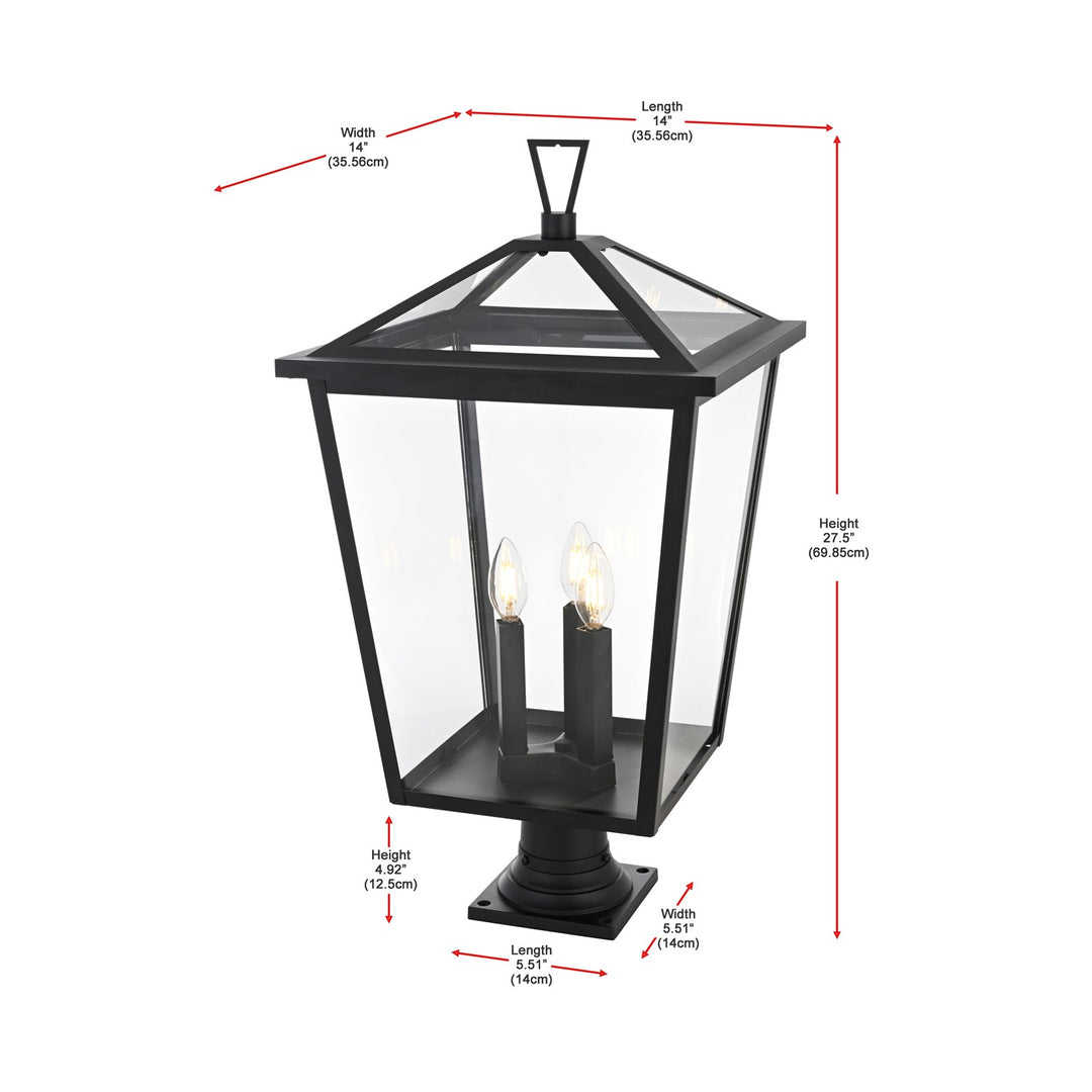 14 Inch Outdoor Post Light In Black
