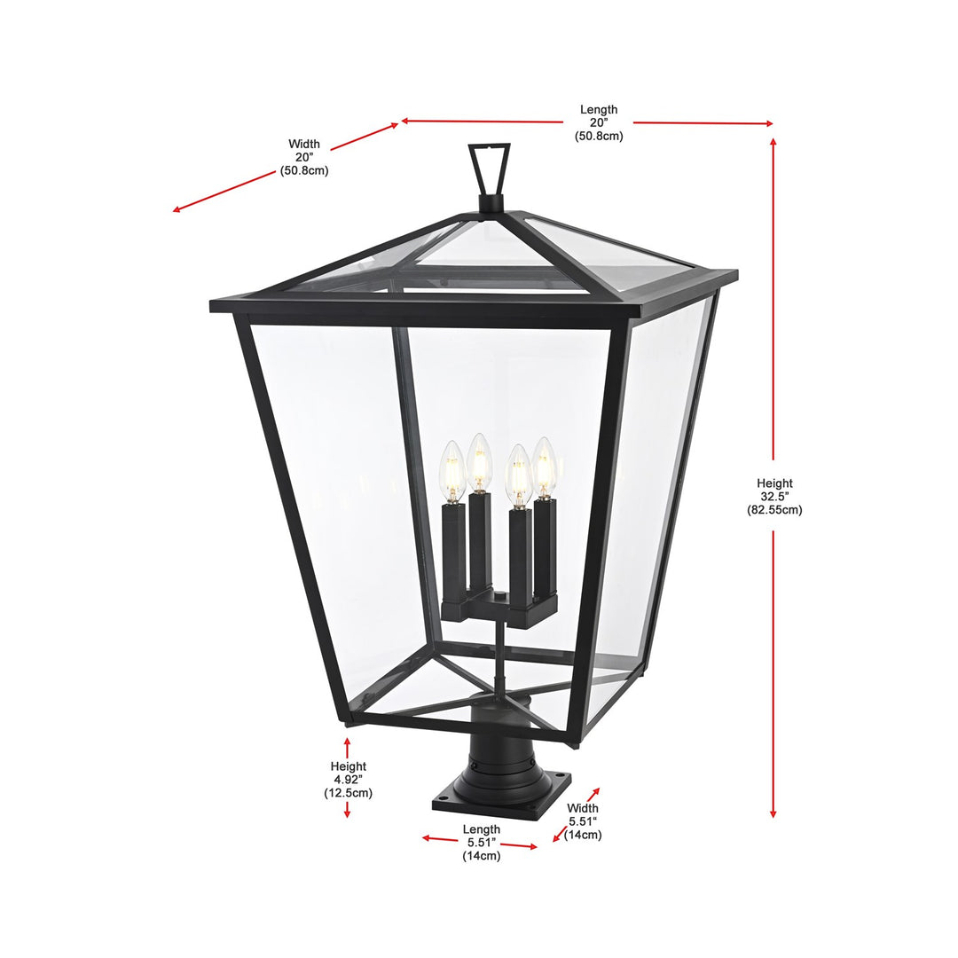 20 Inch Outdoor Post Light In Black