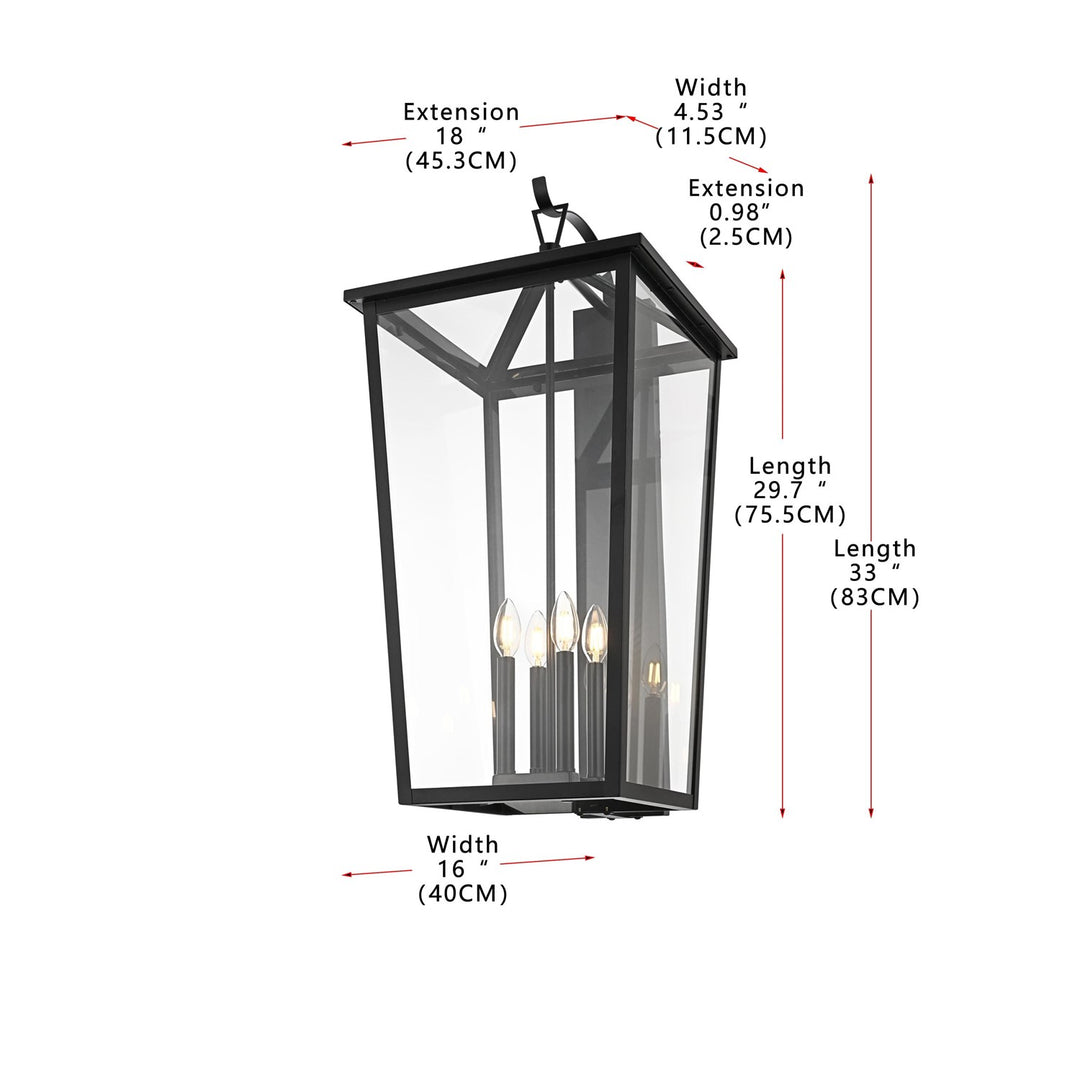 16 Inch Outdoor Wall Sconce In Black