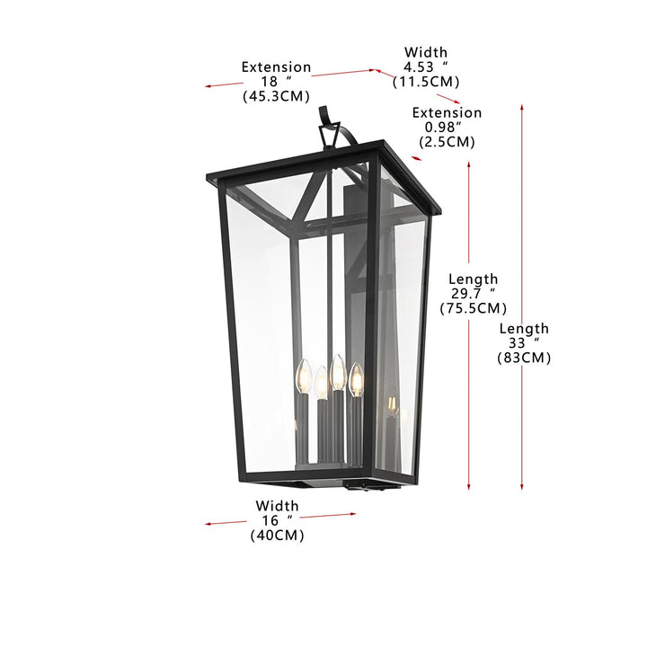 16 Inch Outdoor Wall Sconce In Black