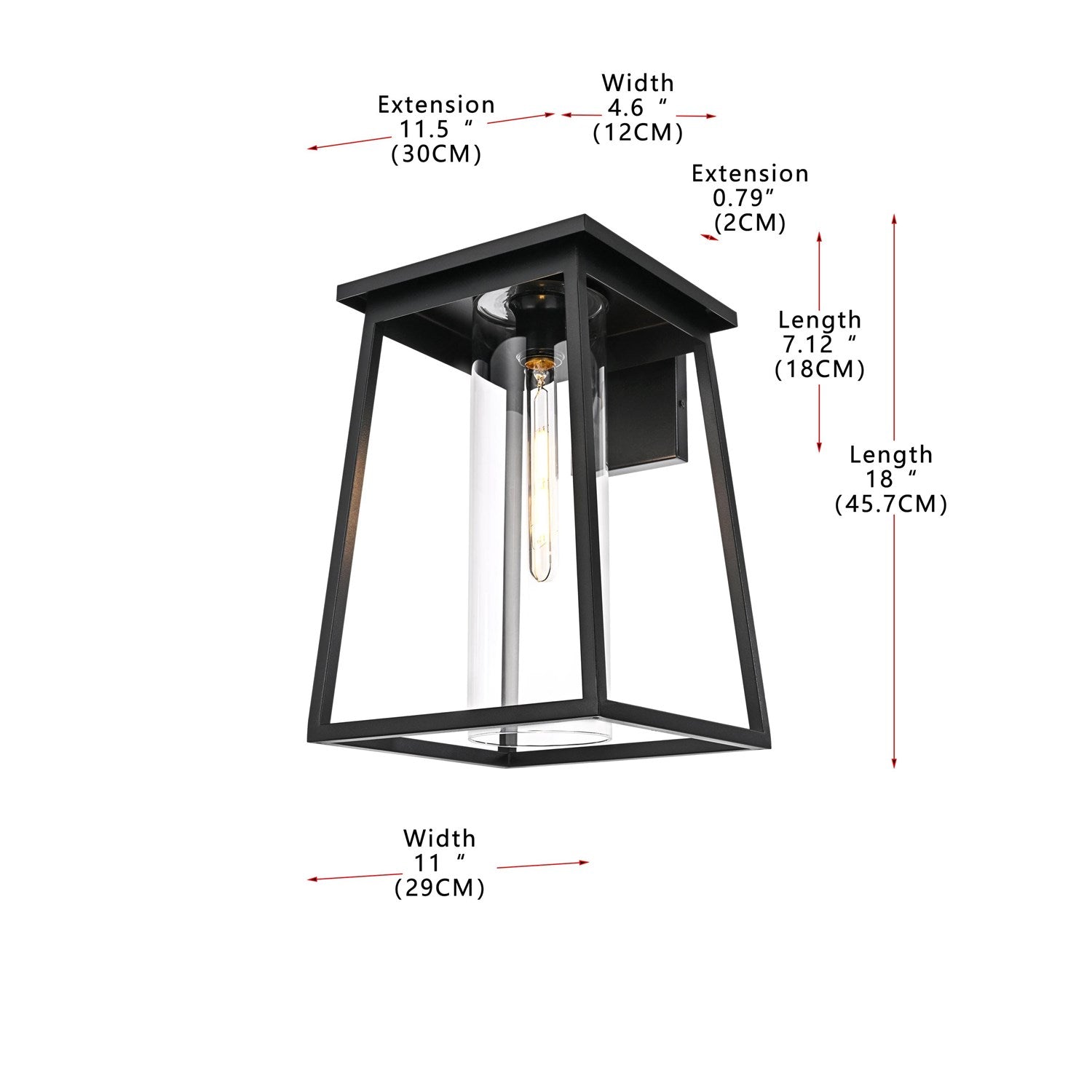 11 Inch Outdoor Wall Sconce In Black