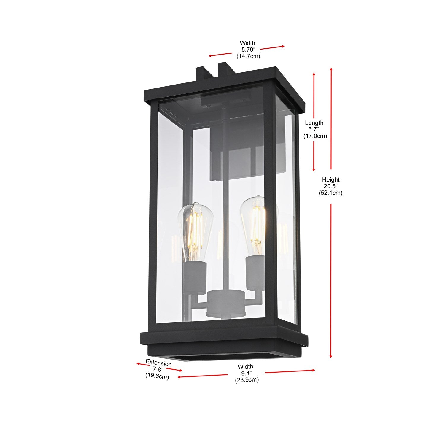 9 Inch Outdoor Wall Sconce In Black