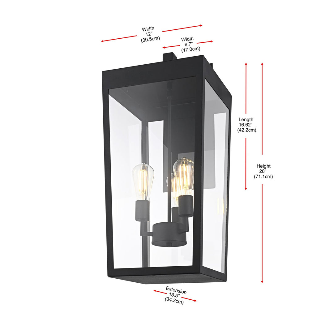 12 Inch Outdoor Wall Sconce In Black