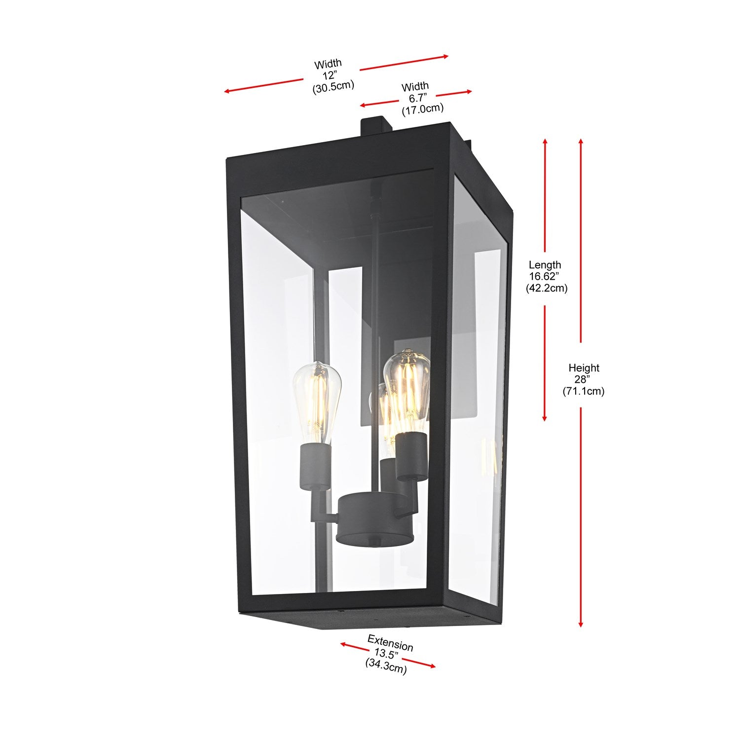 12 Inch Outdoor Wall Sconce In Black