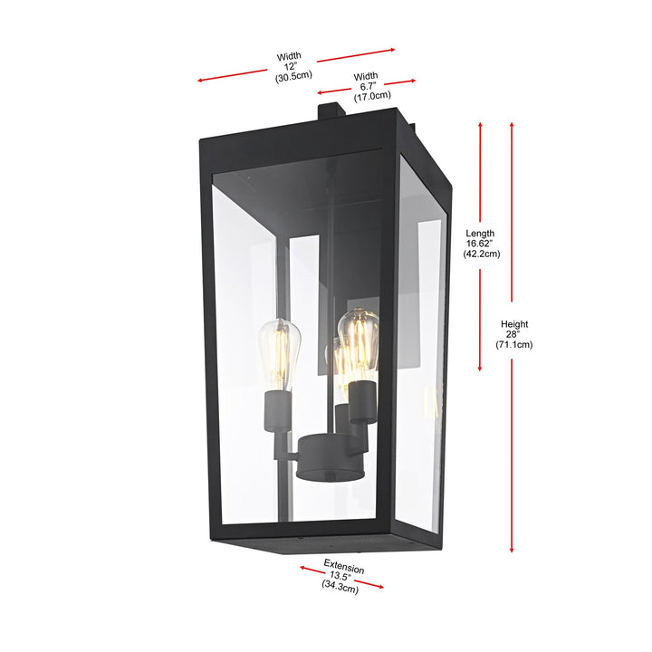 12 Inch Outdoor Wall Sconce In Black