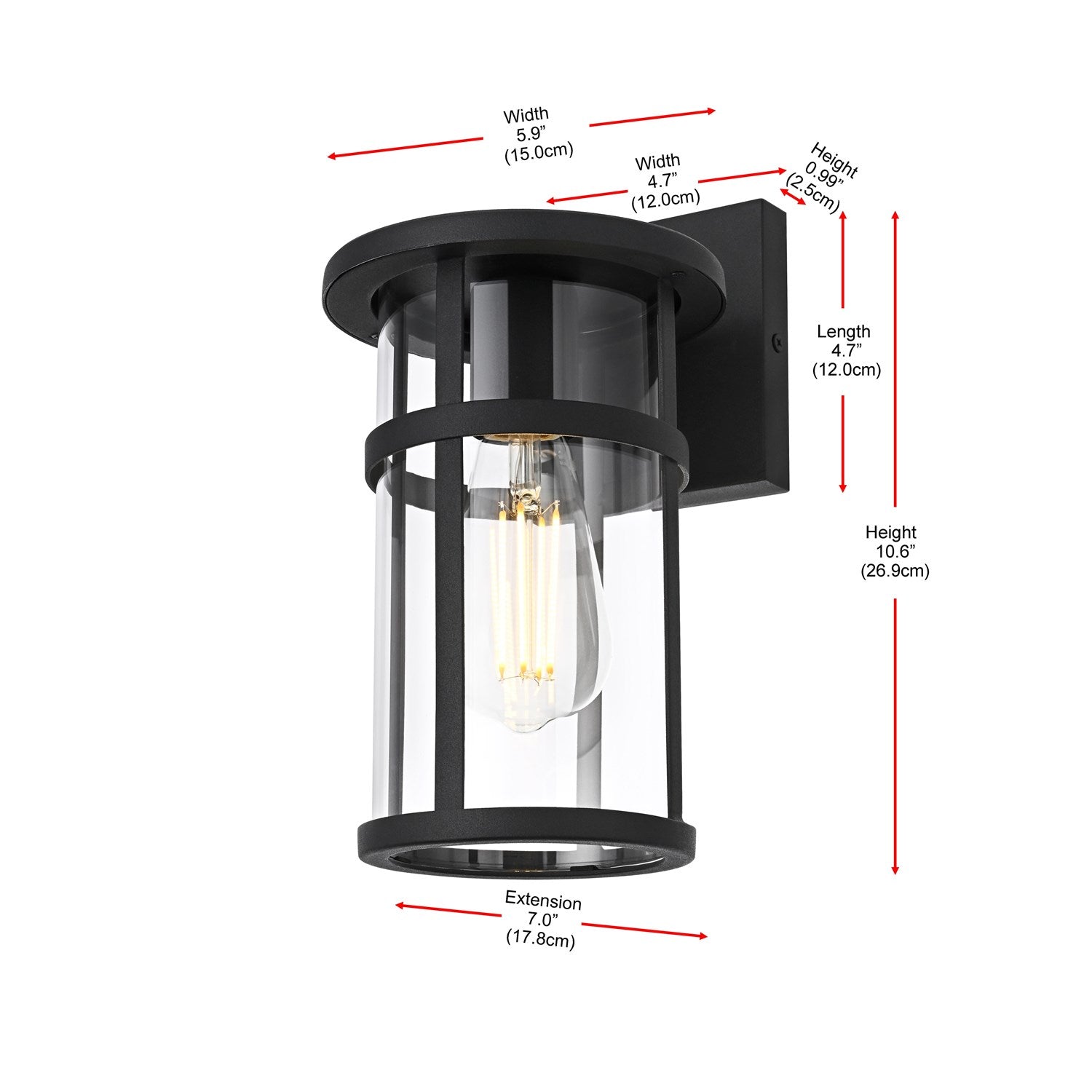 6 Inch Outdoor Wall Sconce In Black