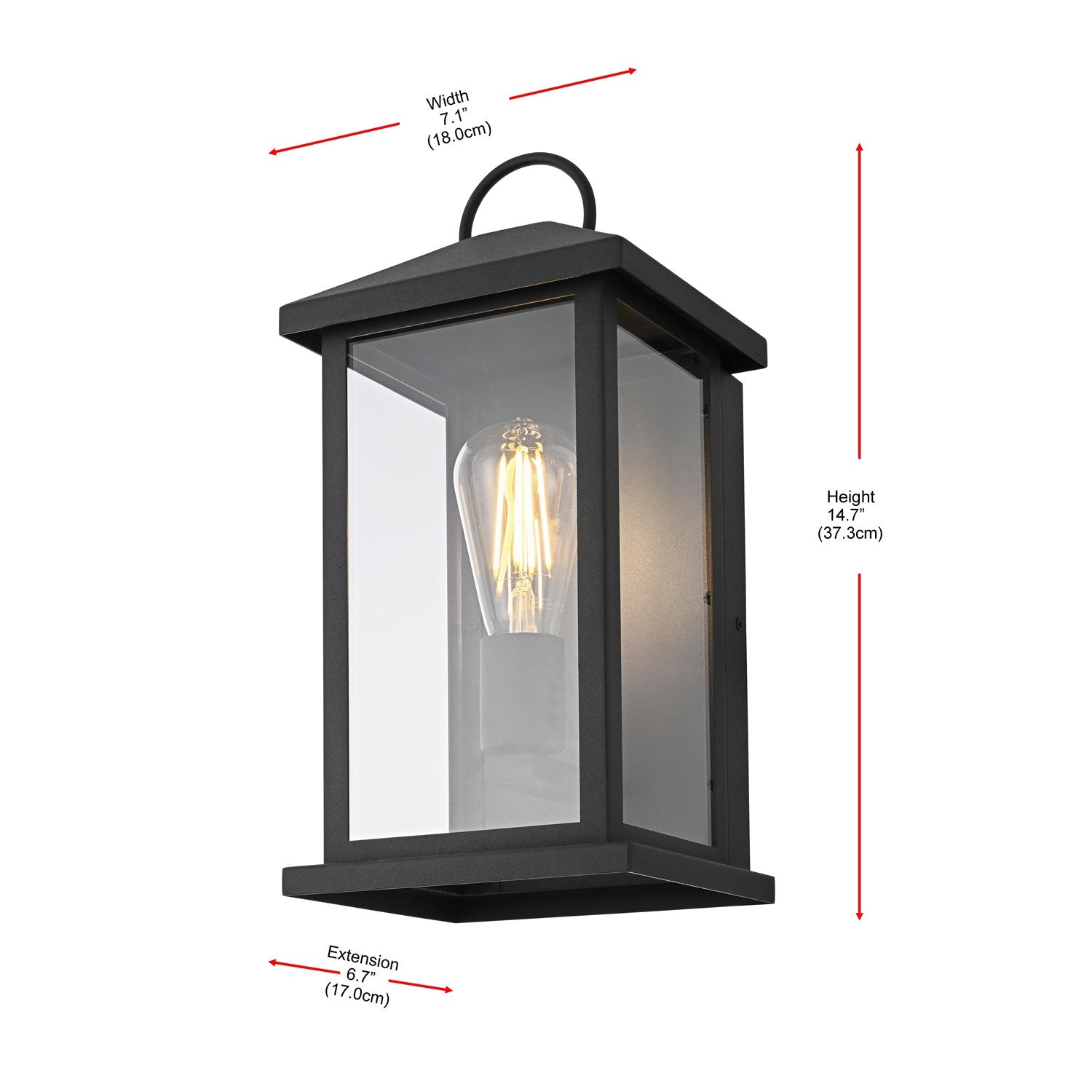 7 Inch Outdoor Wall Sconce In Black