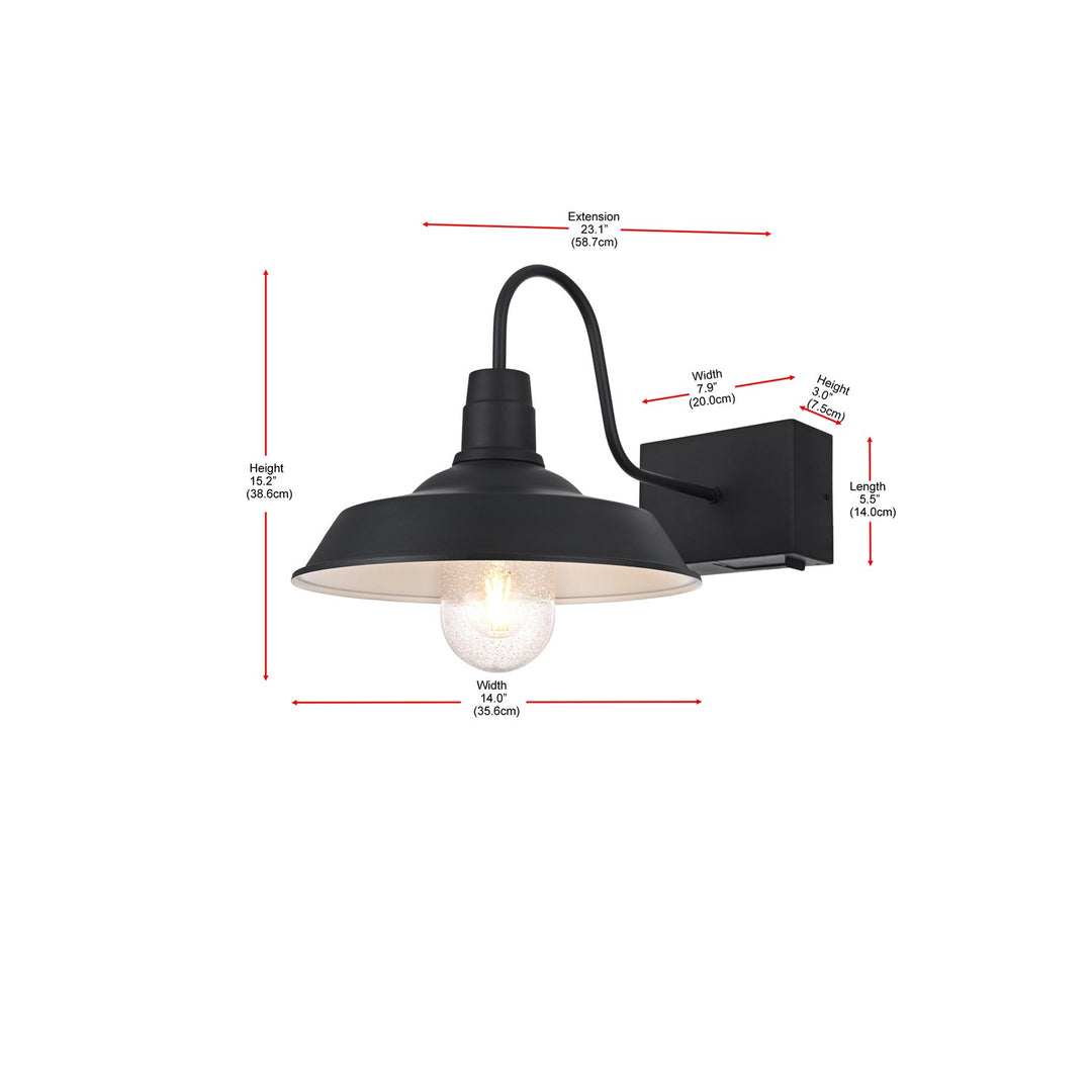 14 Inch Outdoor Wall Sconce In Black
