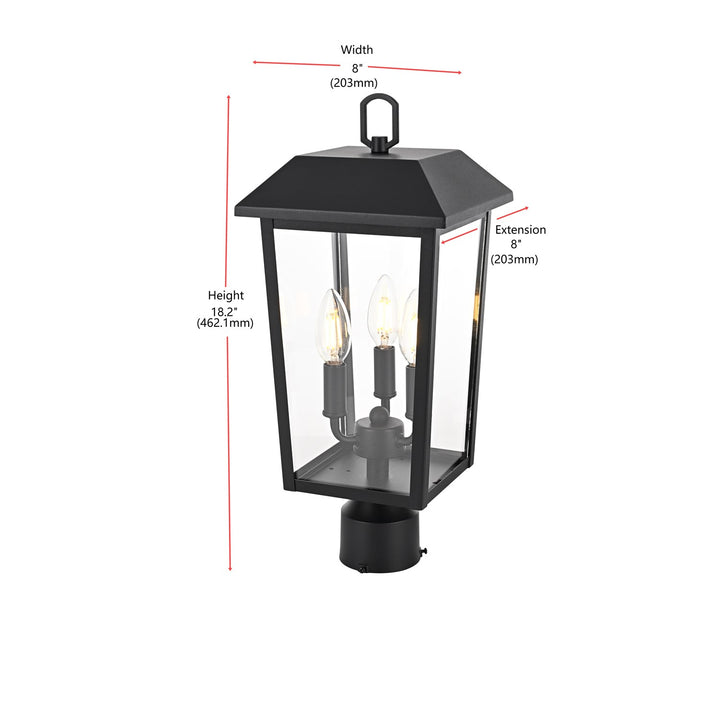 8 X 18 Inch Outdoor Post Light In Black