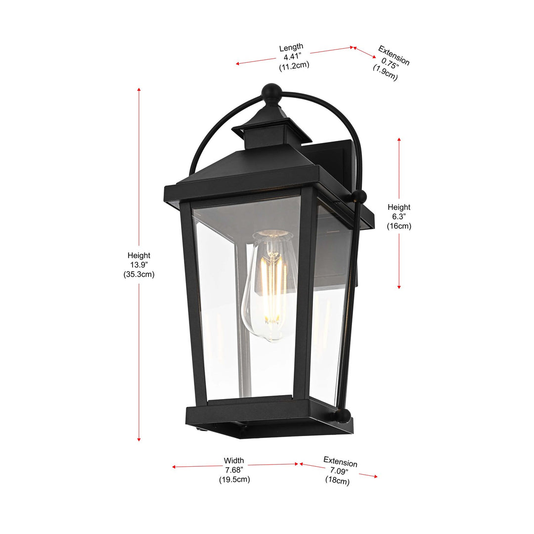 14 Inch Outdoor Wall Sconce In Black
