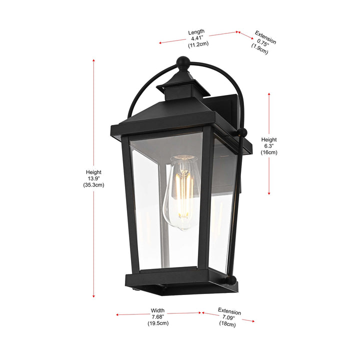 14 Inch Outdoor Wall Sconce In Black