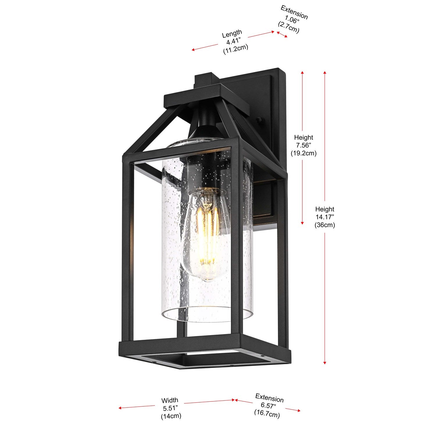 14 Inch Outdoor Wall Sconce In Black