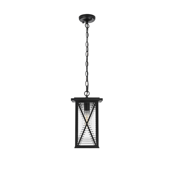 14 Inch Outdoor Pendant In Black by Elegant Lighting