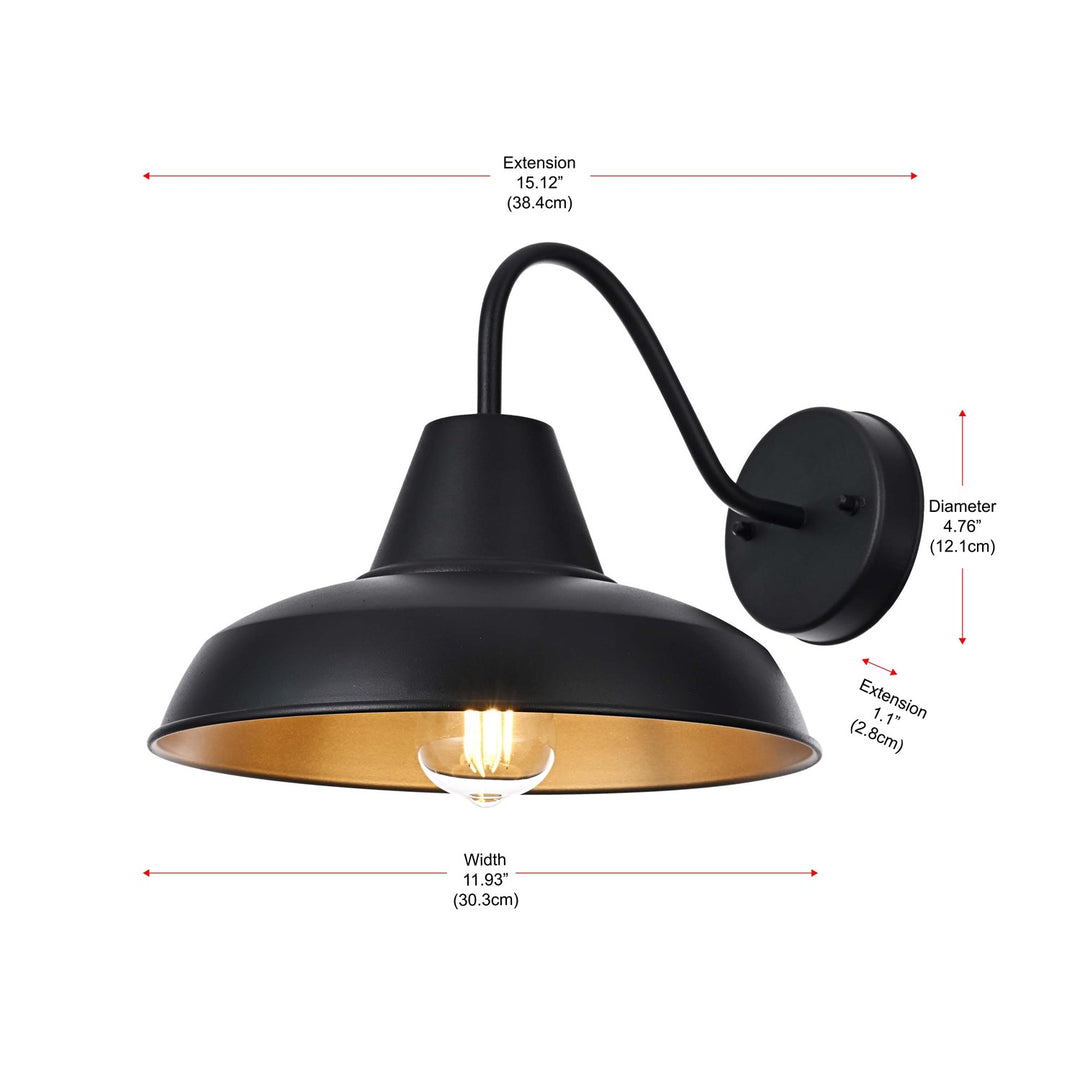 15 Inch Outdoor Wall Sconce In Black