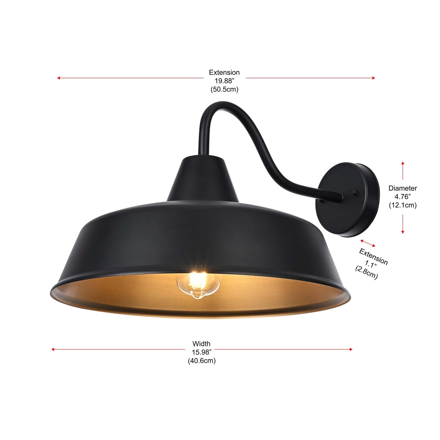 20 Inch Outdoor Wall Sconce In Black