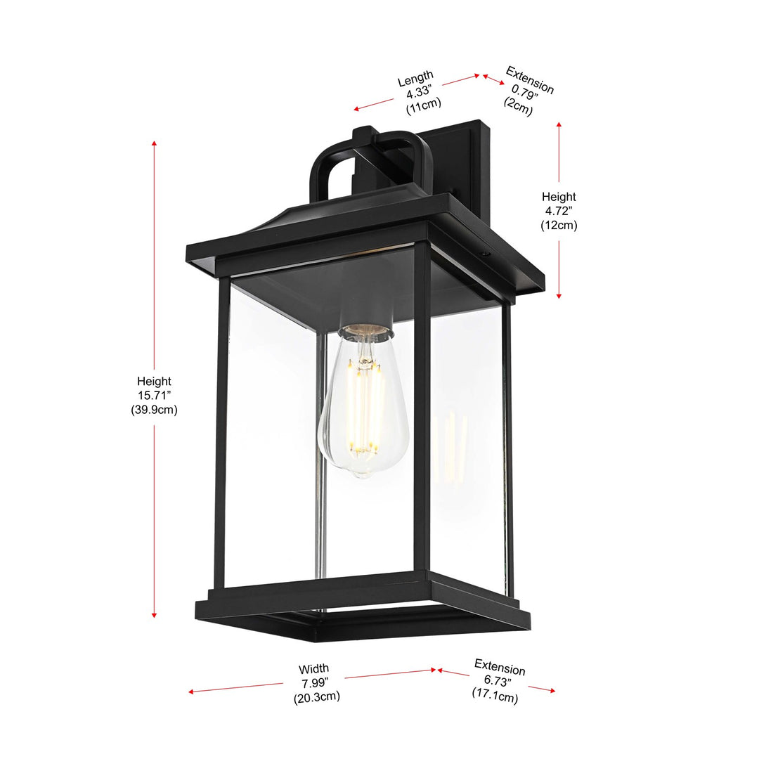 16 Inch Outdoor Wall Sconce In Black
