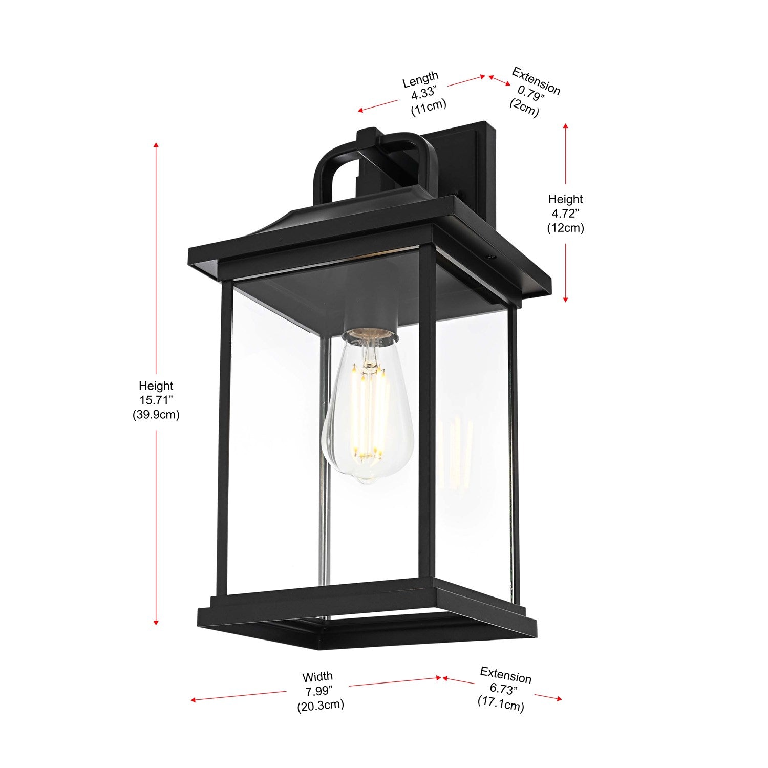 16 Inch Outdoor Wall Sconce In Black