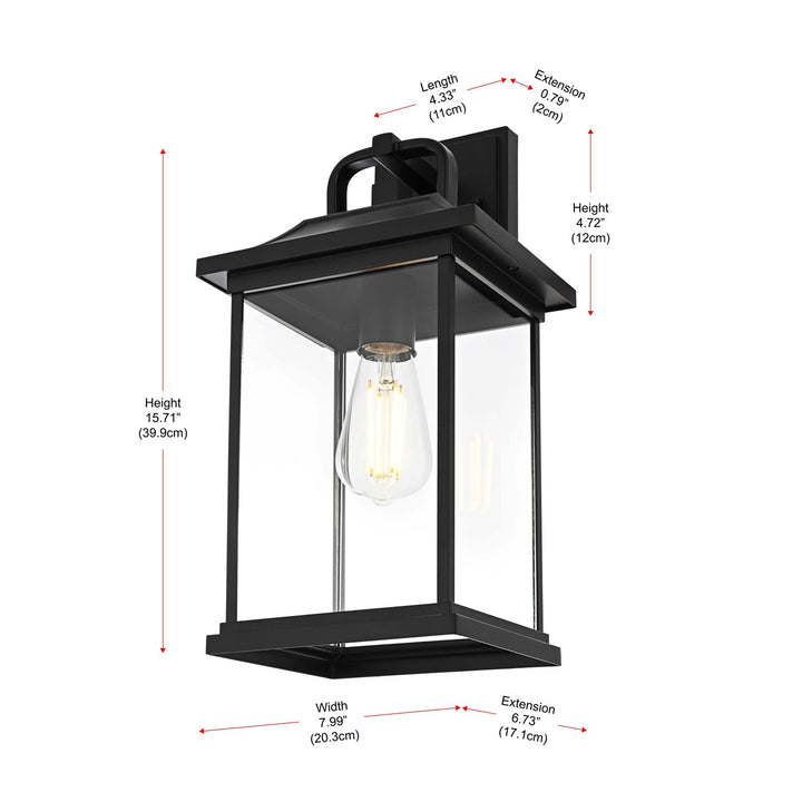 16 Inch Outdoor Wall Sconce In Black